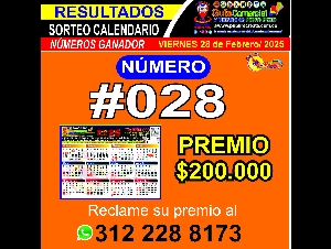 SORTEO GUIA COMERCIAL PUBLIRECREATE CALENDARIO  FEBRERO 28/2025  /  RECLAME SU PREMIO 