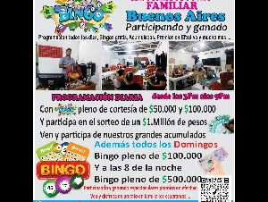  BINGO RECREACIONES FAMILIAR BUENOS AIRES.  PROGRAMACIÓN DIARIA